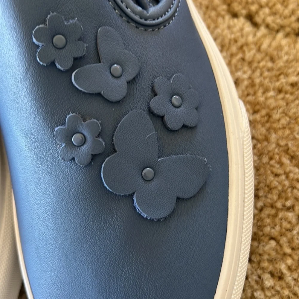 VANS classic slip on (MEADOW APPLIQUE) MOONLIGHT BLUE/TRUE WHITE NWT sz 7 - Picture 3 of 6